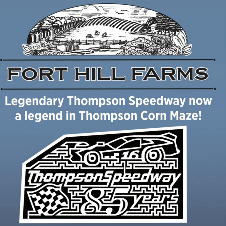 2024 Fort Hill Farms Corn Maze is a tribute to Thompson Speedway 85th Year Anniversary