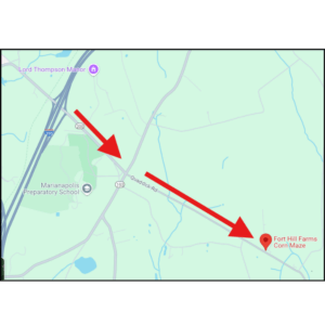 Google screen shot of how to get to Fort Hill Farms